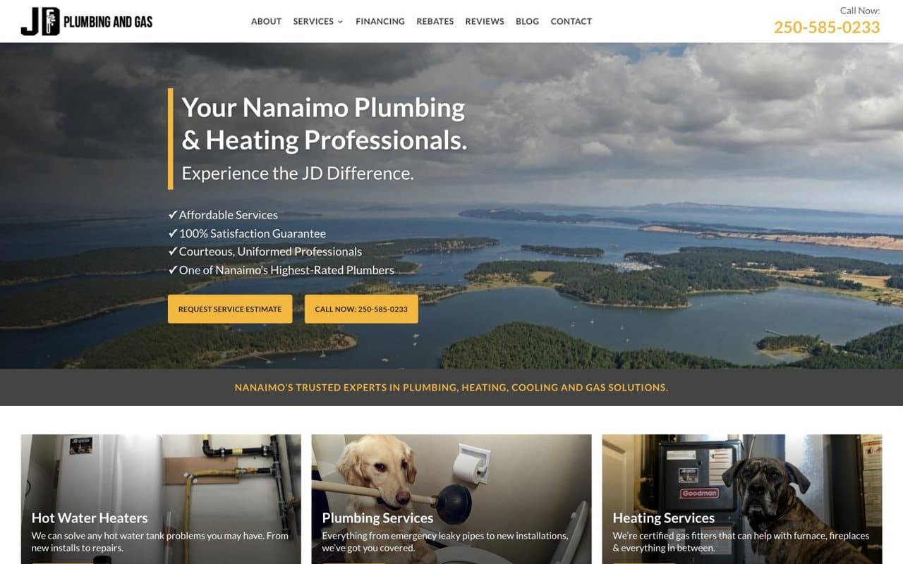 JD Plumbing and Gas homepage
