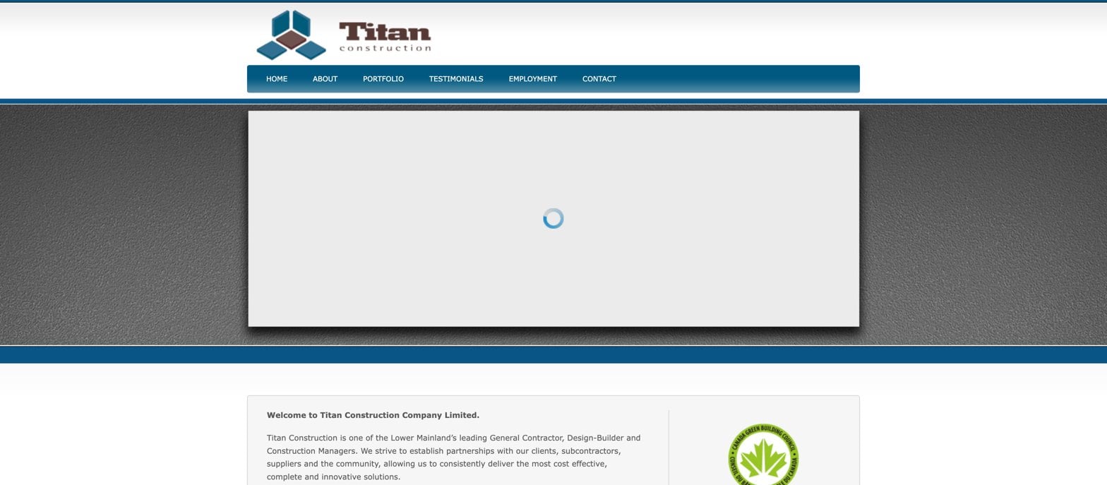 Titan Construction's previous homepage